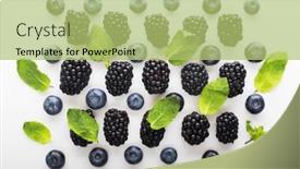  Presentation with mint - PPT theme consisting of mix-berries-with-leaf background and a yellow colored foreground