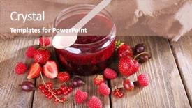  Presentation with jam - Slide deck with mix berry - berries jam in glass jar background and a coral colored foreground
