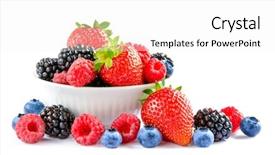  Presentation with bowl - Colorful presentation design enhanced with mix berry - big pile of fresh berries backdrop and a white colored foreground