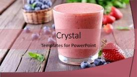  Presentation with smoothie - Presentation with mix berry - glass of fresh cold smoothie background and a coral colored foreground