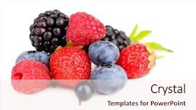  Presentation with berries - Cool new slides with mix berry - ripe sweet different berries isolated backdrop and a sky blue colored foreground
