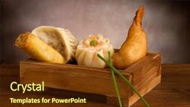  Presentation with food dimsum - Slides consisting of mix chinese food background and a tawny brown colored foreground