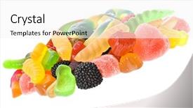  Presentation with candy - Theme with mix colorful candy background and a white colored foreground