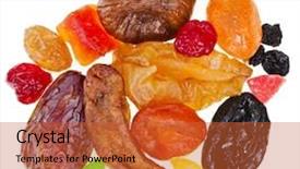  Presentation with fruit - Cool new slide deck with mix dried fruits on white backdrop and a red colored foreground