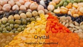  Presentation with lentils - Cool new slides with mix from different beans legumes backdrop and a gold colored foreground