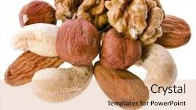  Presentation with nuts - Beautiful presentation featuring mix nuts isolated on white backdrop and a coral colored foreground