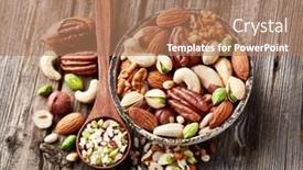  Presentation with nuts - Amazing PPT theme having mix-nuts-on-a-wooden backdrop and a coral colored foreground