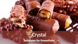  Presentation with candy - Beautiful slides featuring mix of chocolate bars backdrop and a tawny brown colored foreground