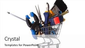  Presentation with construction tools - Theme consisting of mix of construction tools inside background and a white colored foreground
