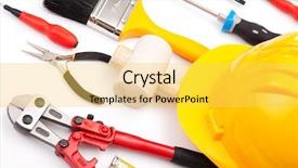  Presentation with construction tools - Slides consisting of mix of construction tools background and a yellow colored foreground