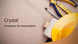  Presentation with construction tools - Theme consisting of mix of construction tools background and a soft green colored foreground