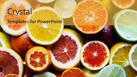  Presentation with fruit mix berry - Colorful presentation design enhanced with mix of different citrus fruits backdrop and a yellow colored foreground