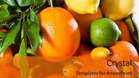  Presentation with citrus - Audience pleasing slide set consisting of mix of fresh citrus fruits backdrop and a gold colored foreground