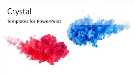  Presentation with blue ink splash - Amazing slide deck having mix of red and blue backdrop and a white colored foreground