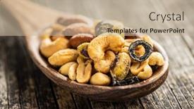  Presentation with spoon - Slide deck having mix-of-salted-nuts background and a mint green colored foreground