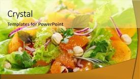  Presentation with hazelnuts - Amazing slide deck having caqui e noz - fresh salad mix with persimmons backdrop and a blonde colored foreground