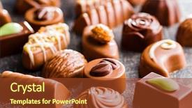  Presentation with chocolate - PPT layouts having mixed belgian pralines chocolate truffles background and a tawny brown colored foreground
