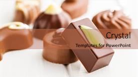  Presentation with white chocolate - Slide set featuring mixed belgian pralines chocolate truffles background and a  colored foreground