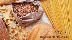  Presentation with macaroni - Amazing slide set having mixed breads macaroni and grains background close up backdrop and a yellow colored foreground