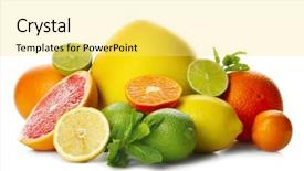  Presentation with citrus - Presentation featuring mixed citrus fruit including lemons background and a yellow colored foreground