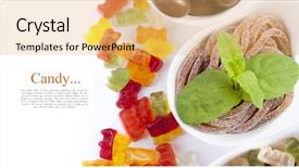  Presentation with jelly - Colorful presentation theme enhanced with mixed-colorful-jelly-candies backdrop and a yellow colored foreground