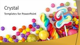  Presentation with sweets - Slide deck with mixed colorful sweets close up background and a white colored foreground