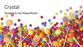  Presentation with sweets - Amazing PPT theme having mixed colorful sweets close up backdrop and a white colored foreground