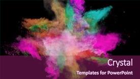  Presentation with dust - Presentation design featuring mixed colour splash - freeze motion of colored dust background and a violet colored foreground