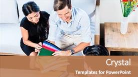  Presentation with furniture - Beautiful presentation theme featuring mixed couple in furniture store backdrop and a coral colored foreground