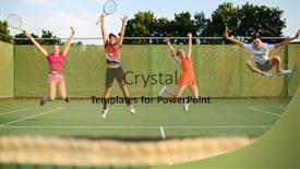  Presentation with tennis - Presentation having mixed-doubles-tennis-players-jump background and a yellow colored foreground