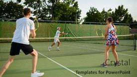 Presentation with tennis - Cool new presentation with mixed-doubles-tennis-players-outdoor backdrop and a seafoam green colored foreground