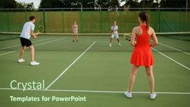 Presentation with tennis - Presentation theme featuring mixed-doubles-tennis-players-outdoor background and a tawny brown colored foreground