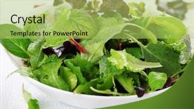  Presentation with salad - Cool new PPT theme with mixed fresh salad leaves backdrop and a yellow colored foreground