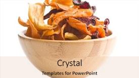  Presentation with bowl - Presentation theme consisting of mixed fried vegetable chips background and a coral colored foreground