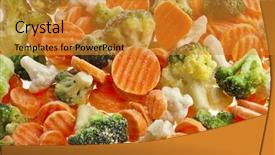  Presentation with frozen vegetables - PPT theme having mixed frozen various vegetables surface background and a gold colored foreground