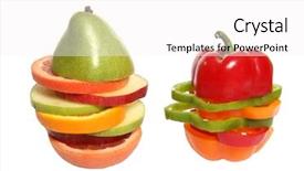  Presentation with fruit vegetable cartoon - Presentation featuring mixed fruit and vegetables apples background and a  colored foreground