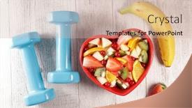  Presentation with fruit banana - PPT theme consisting of mixed-fruit-salad-with-berry background and a soft green colored foreground