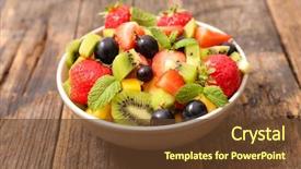  Presentation with salad - PPT theme featuring mixed fruit salad background and a tawny brown colored foreground