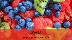  Presentation with salad - Presentation design with mixed fruit salad background and a red colored foreground