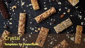  Presentation with energy bars - PPT layouts having mixed-gluten-free-granola-cereal background and a tawny brown colored foreground