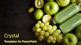  Presentation with healthy juice - Theme enhanced with mixed-green-fruits-and-vegetables background and a wine colored foreground