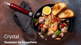  Presentation with shellfish - Amazing presentation design having mixed-grilled-seafood-various-roasted backdrop and a tawny brown colored foreground