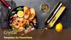  Presentation with shellfish - Colorful presentation theme enhanced with mixed-grilled-seafood-various-roasted backdrop and a tawny brown colored foreground