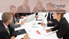  Presentation with formal - Amazing presentation theme having mixed group in business meeting backdrop and a coral colored foreground