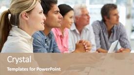  Presentation with business group meeting - Audience pleasing PPT layouts consisting of mixed group in business meeting backdrop and a coral colored foreground