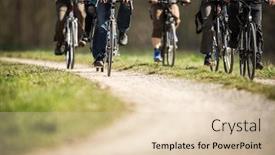  Presentation with biking - PPT theme consisting of mixed-group-of-cyclists-biking background and a lemonade colored foreground