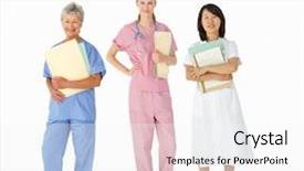  Presentation with professionals - Presentation theme consisting of mixed group of female medical background and a white colored foreground