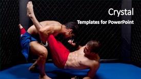  Presentation with mma - Presentation theme featuring sports mma - mixed martial artists fighting background and a black colored foreground