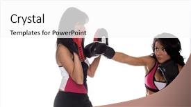  Presentation with boxers - Beautiful presentation theme featuring two beautiful female boxers training backdrop and a white colored foreground