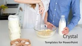  Presentation with medieval chainmail made up - Slide deck enhanced with mixed method - closeup of dough for pancakes background and a lemonade colored foreground